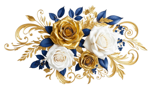dorado azul y blanco